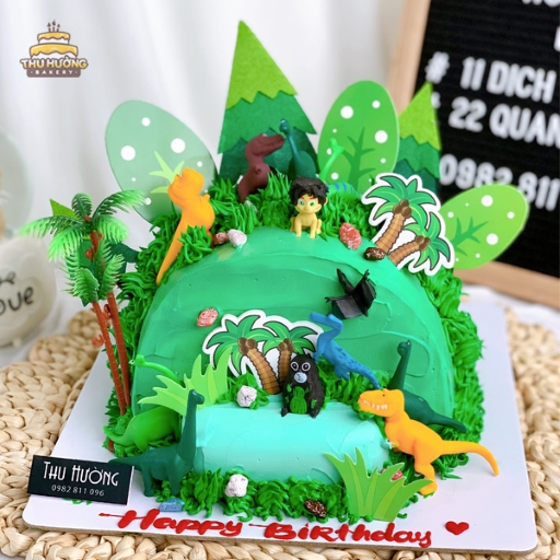 Bánh sinh nhật mô hình decor khủng long cho bé